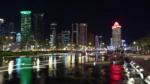 UHD 4K night timelapse of Doha, Qatar Video stock 101063449