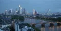 UHD 4K Thunderstorm Lightning Strike Frankfurt Skyline Aerial View Dusk Night 4k or 4k+ Resolution