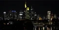 UHD 4K Thunderstorm Lightning Strike Frankfurt Skyline Aerial View Night Light 4k or 4k+ Resolution