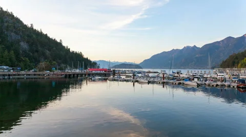 UHD 4k Time Lapse of Clouds at Sunset in Horseshoe Bay BC Canada 4096x2304 Stock Footage 50384643