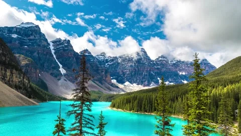 Uhd 4k Timelapse of Panoramic view of Lake Moraine, Banff National Park Of Stock Footage 168588182