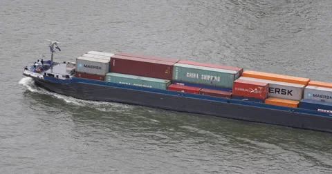 UHD 4K Trading Container Cargo Ship Passing Transport Industry Transportation Stock Footage 43787670