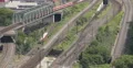 UHD 4K Trains Passing Over Bridge Aerial View Passengers Commuters Commuting 4k or 4k+ Resolution