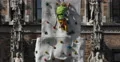 UHD 4K Young Boy Down Wall Rock Climbing Hanging Safe Rope Kid Playing Extreme 4k or 4k+ Resolution