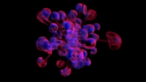 UHD 60 fps 3D animation of the red/purple ink against the black background Video stock 106079915