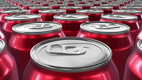 UHD 60 fps 3D animation of the red aluminum soda cans Видео 107405855