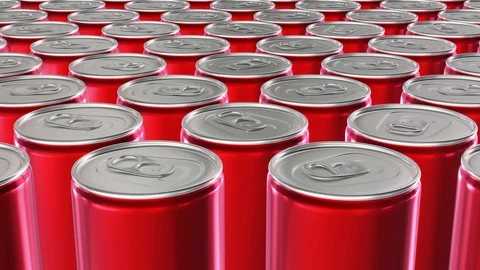 UHD 60 fps 3D animation of the red aluminum soda cans Stockbeeldmateriaal 108075924