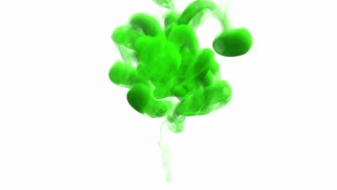 UHD 60 fps 3D animation of the green ink in a liquid against the white backdrop Видео 109140180