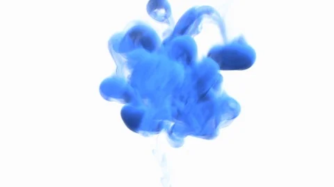 UHD 60 fps 3D animation of the blue ink in a liquid against the white background Видео 109320347