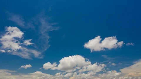 UHD Beautiful bright blue cloudy sky background Time Lapse. White fluffy clouds Stock Footage 127631622