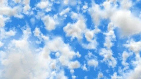 UHD camera fly through realistic 3D animation of the blue cloudy sky Stock-Footage 107450314