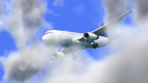UHD cinemagraph of the jet aircraft in a blue cloudy sky Видео 106940503