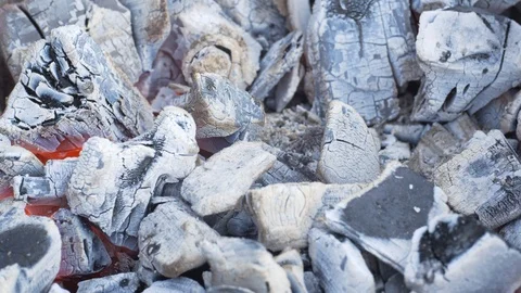 UHD closeup of burning coals Stock-Footage 92850379