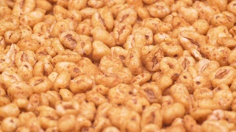 UHD closeup shot of the cereal snack on a rotating stand Video stock 99181106