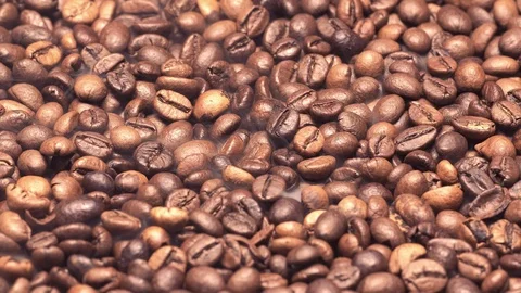 UHD closeup shot of the roasted coffee beans Stockbeeldmateriaal 110377621