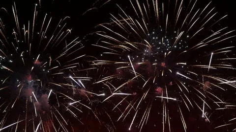 UHD of the colorful fireworks exploding in the night sky Video stock 77501792
