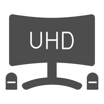 UHD monitor with speakers solid icon, TV monitors concept, tv set with 库存插图
