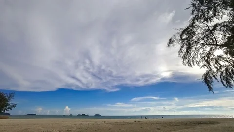 Uhd Timelaps :  Beautiful tropical beach and sea with white cloud and blue sk Stock Footage 83402912