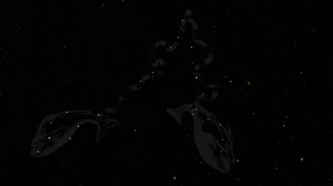 UHD/4K 3D View of Star Sign / Zodiac Sign / Sun Sign / Constellation Pisces Stock Footage 45957794