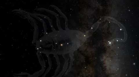 UHD/4K 3D View of Star Sign / Zodiac Sign / Sun Sign / Constellation Scorpius Stock Footage 45968801