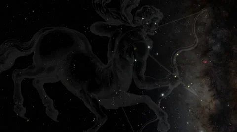 UHD/4K 3D View of Star Sign / Zodiac Sign / Sun Sign / Constellation Sagittarius Stock Footage 47209074