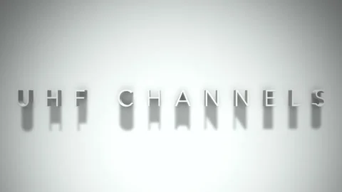 Uhf channels 3D title animation white text on a white background Stock Footage 299748771
