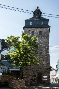 Uhrturm in Dierdorf Westerwald Stock Photos