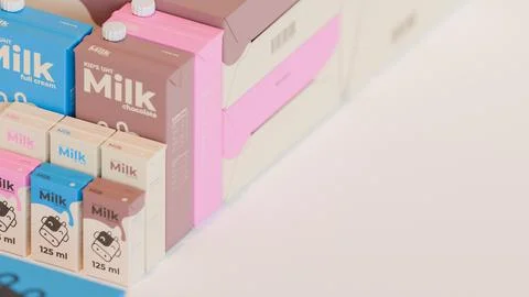 UHT Milk Isometric 3D Render Composition Background Stock Illustration