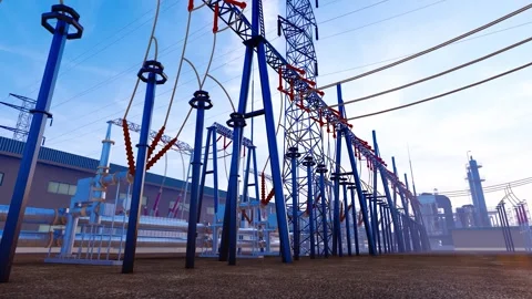 UHV Substation and Power Facility Video Stock Footage 310152697
