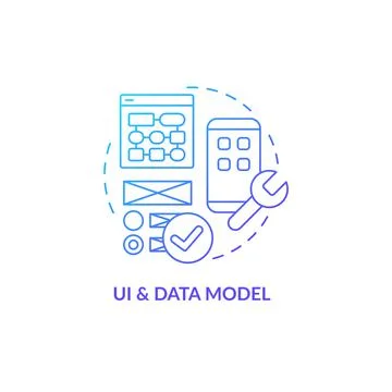 UI and data model blue gradient concept icon Stock Illustration