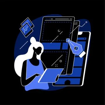 UI and UX design abstract concept vector illustration. Illustrazione stock