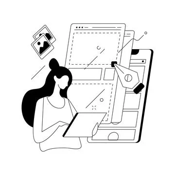 UI and UX design abstract concept vector illustration. Illustrazione stock