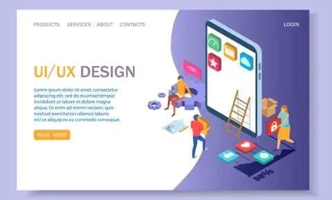 UI and UX design vector website landing page design template 스톡 일러스트