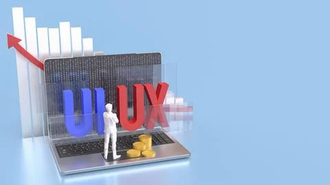 The UI and UX on notebook for website or application concept 3d rendering. 写真素材