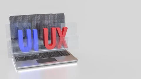 The UI and UX on notebook for website or application concept 3d rendering. Foto stock