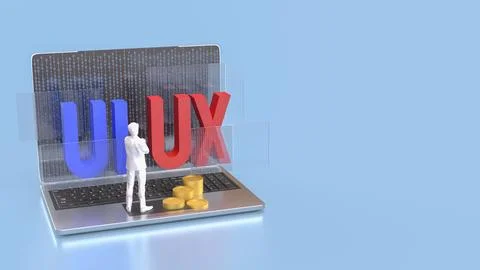 The UI and UX on notebook for website or application concept 3d rendering. 写真素材