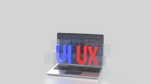 The UI and UX on notebook for website or application concept 3d rendering. Stock Photos