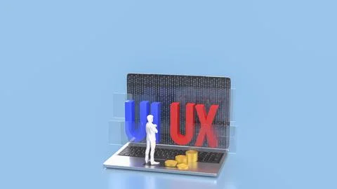 The UI and UX on notebook for website or application concept 3d rendering. 写真素材