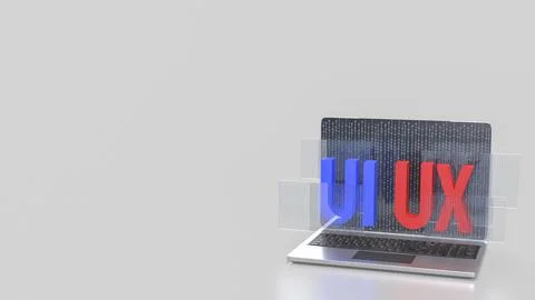 The UI and UX on notebook for website or application concept 3d rendering. 写真素材