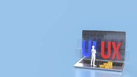 The UI and UX on notebook for website or application concept 3d rendering. 写真素材