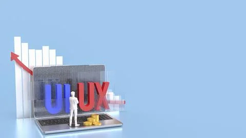 The UI and UX on notebook for website or application concept 3d rendering. 写真素材