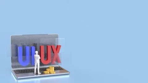 The UI and UX on notebook for website or application concept 3d rendering. 写真素材