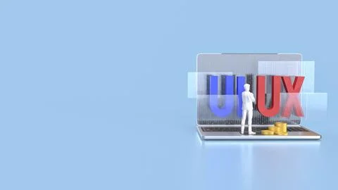 The UI and UX on notebook for website or application concept 3d rendering. Foto stock