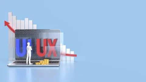 The UI and UX on notebook for website or application concept 3d rendering. Stock Photos