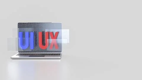 The UI and UX on notebook for website or application concept 3d rendering. 写真素材