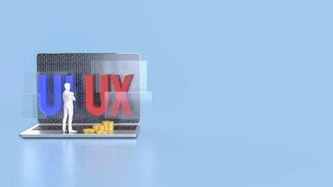 The UI and UX on notebook for website or application concept 3d rendering. 写真素材