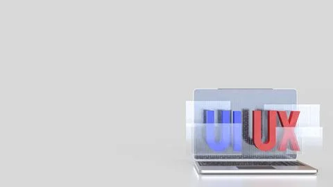 The UI and UX on notebook for website or application concept 3d rendering. Foto stock