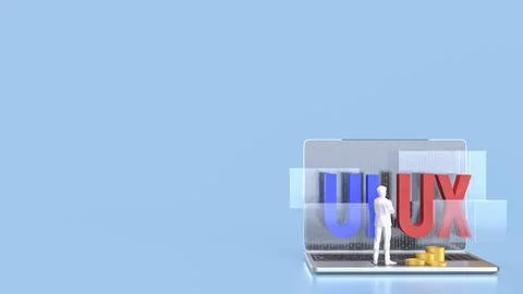 The UI and UX on notebook for website or application concept 3d rendering. Stock Photos