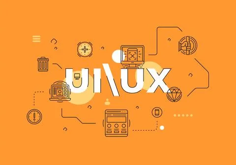 UI and UX text concept modern flat style vector illustration red banner wit.. 스톡 일러스트