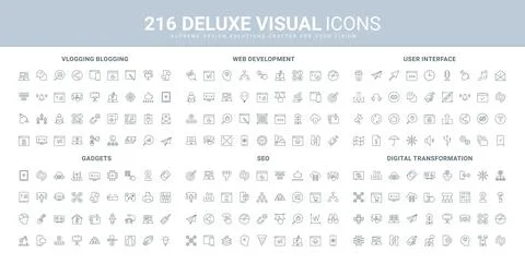 UI and web design, trends of creative content, SEO service and digital data line Illustration